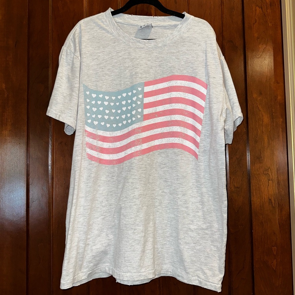 Living Fully Co. Land that I Love Grey Distressed Tee Size Medium NEVER WORN